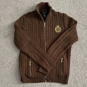 Lauren Ralph Lauren Chocolate Zip-Up Sweater
